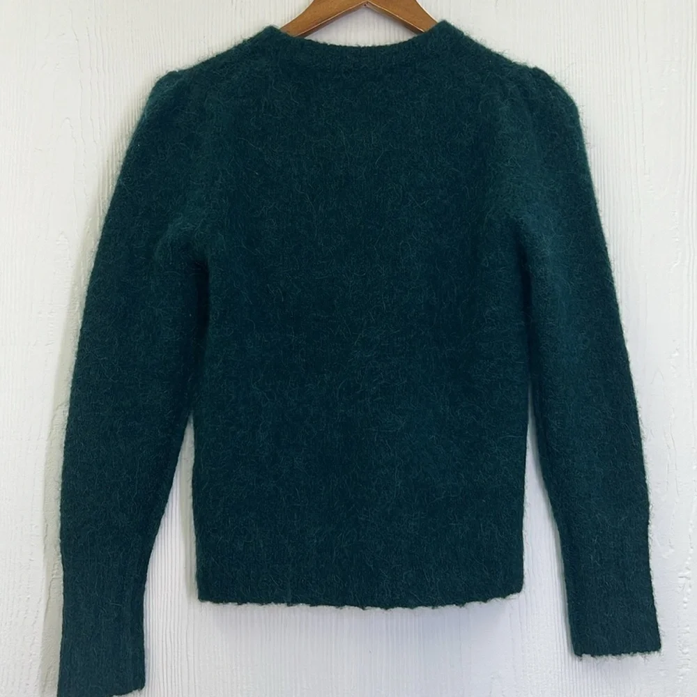 J. Crew - Emerald Alpaca Crewneck Puff Shoulders Long Sleeve Sweater Size XXS